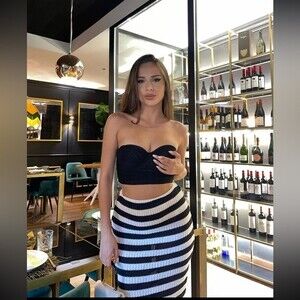 ZARA STRIPED MIDI SKIRT